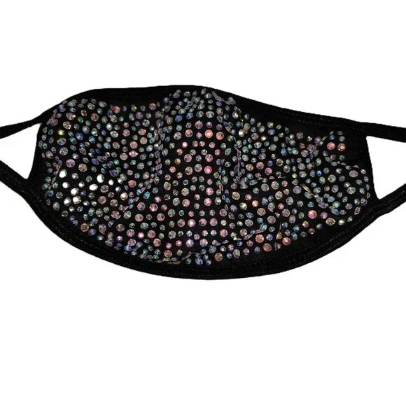 Rainbow Rhinestone Face Mask - Picture 3 of 5